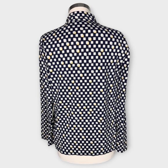 Charter Club Womens Medium Quarter Zip Blue White Check Shirt Nylon Spandex - Picture 5 of 7